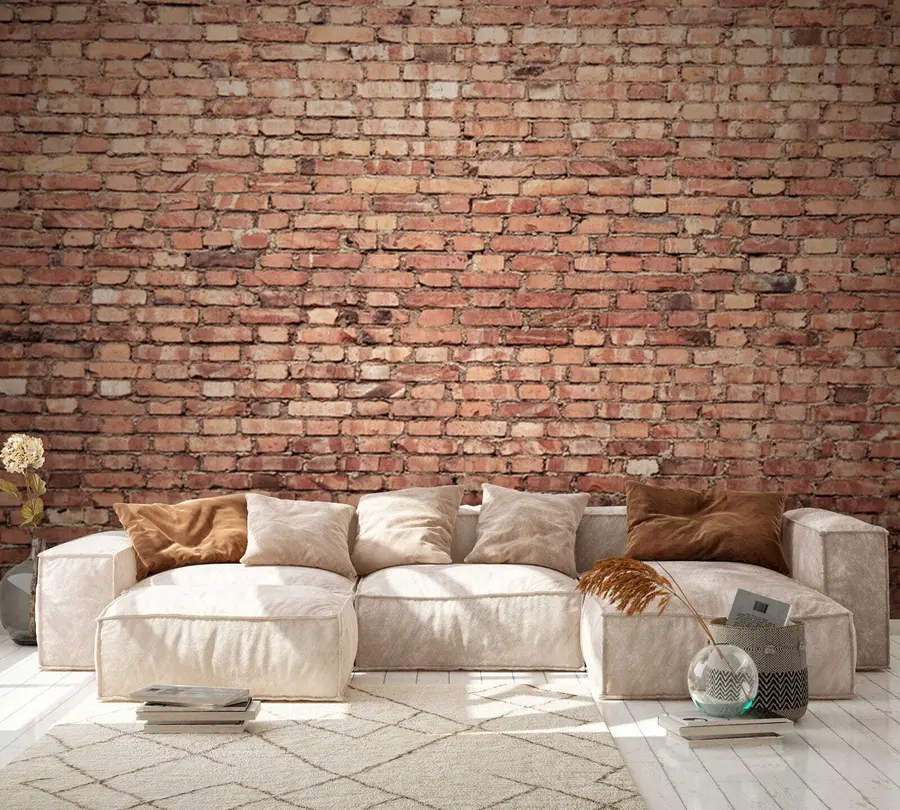 murales de pared Papel pintado de ladrillo marrón u53032