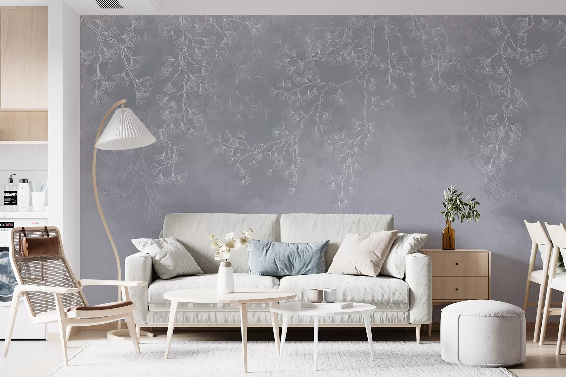 murales de pared Ginko en una niebla chinoiserie u79601