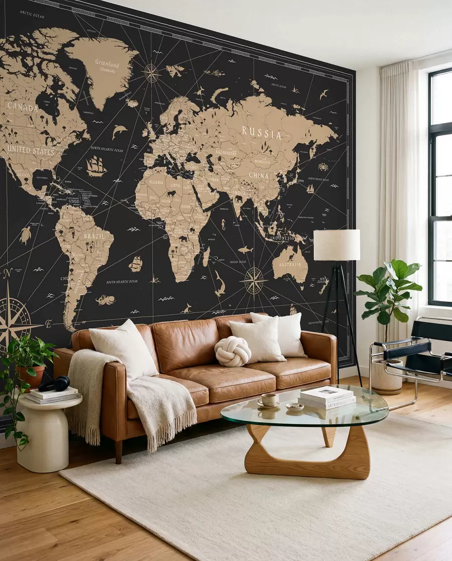 murales de pared Mapa del mundo al anochecer u50401