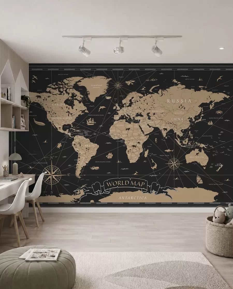 murales de pared Mapa del mundo al anochecer u50401