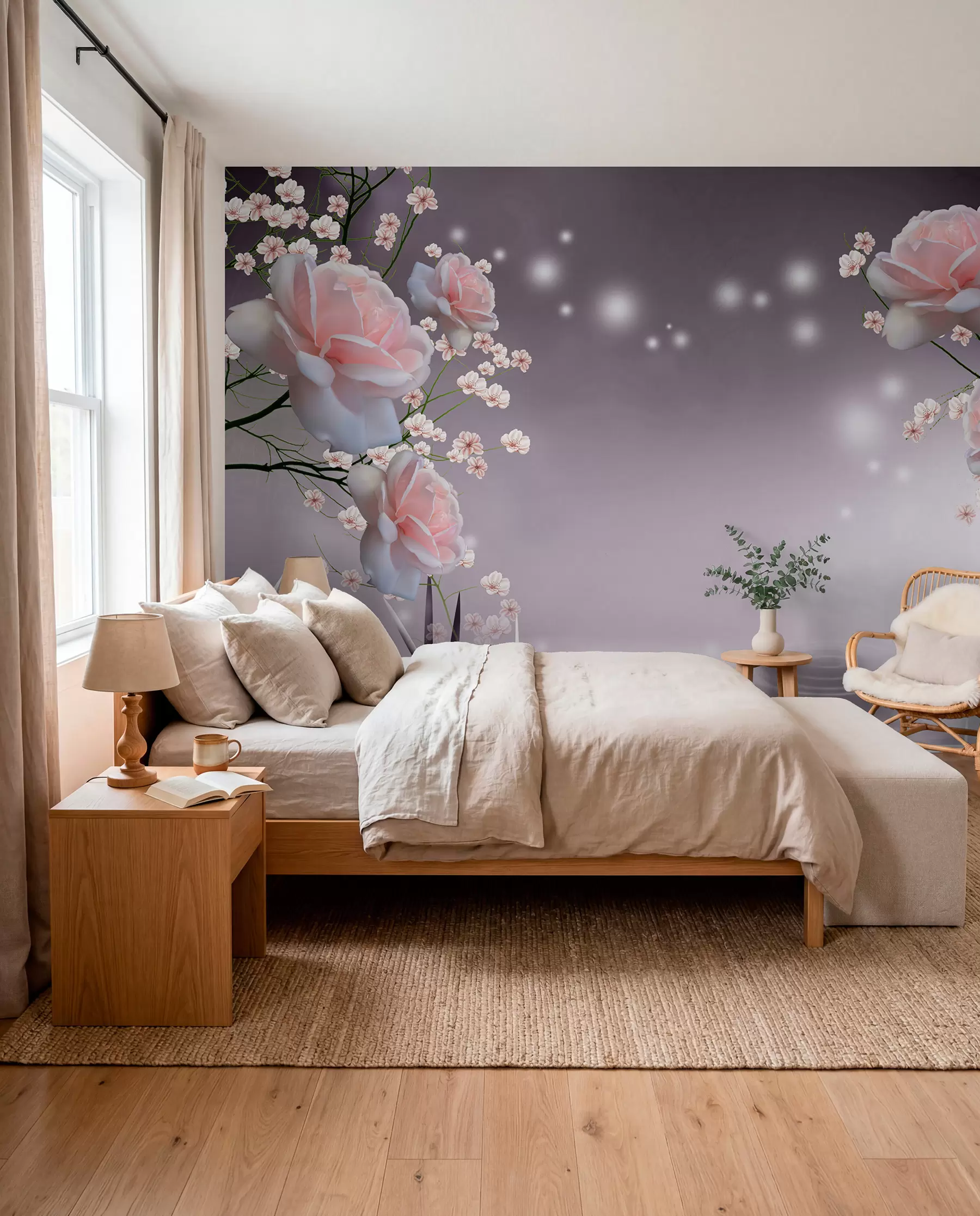 murales de pared Rosas y puntos de luz u01045