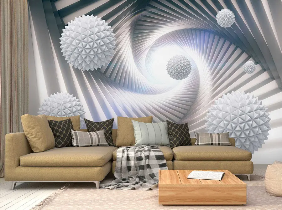 murales de pared Túnel 3D y esferas u03120