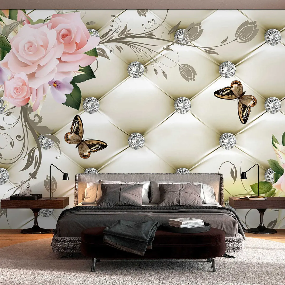 murales de pared Flores y pedrería u03528