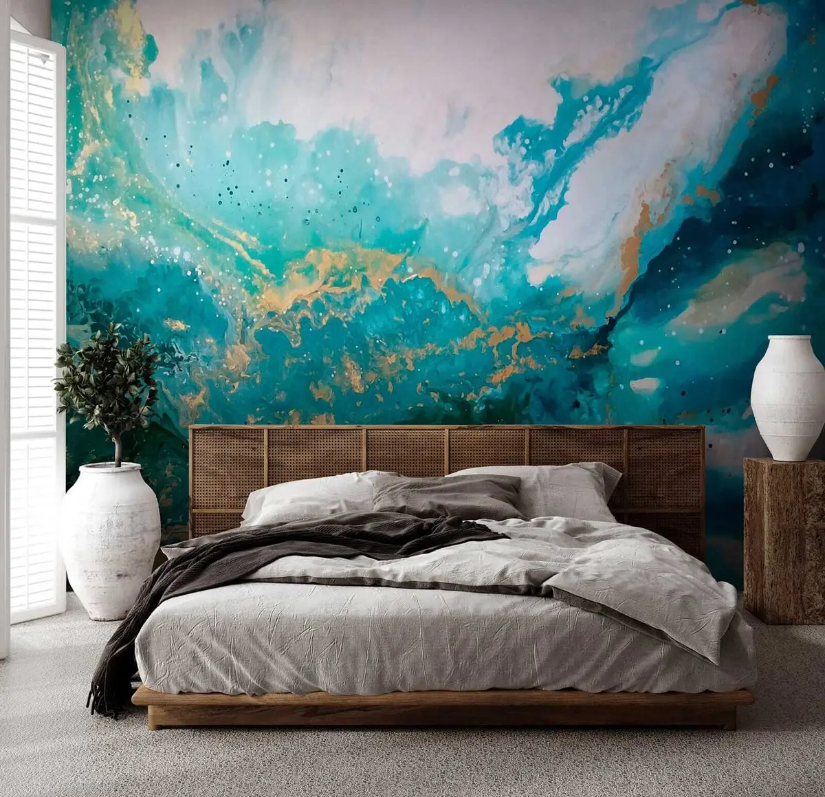 murales de pared Líquido turquesa brillante u05875