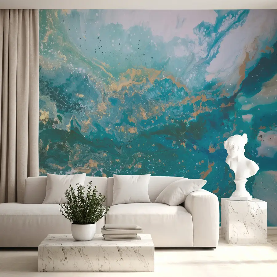 murales de pared Líquido turquesa brillante u05875