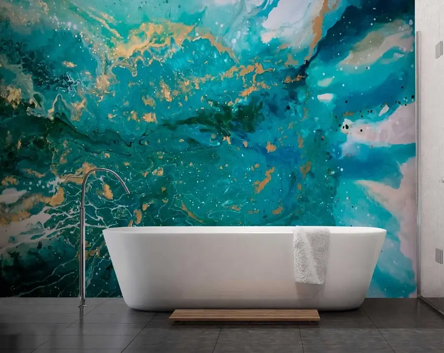 murales de pared Líquido turquesa brillante u05875