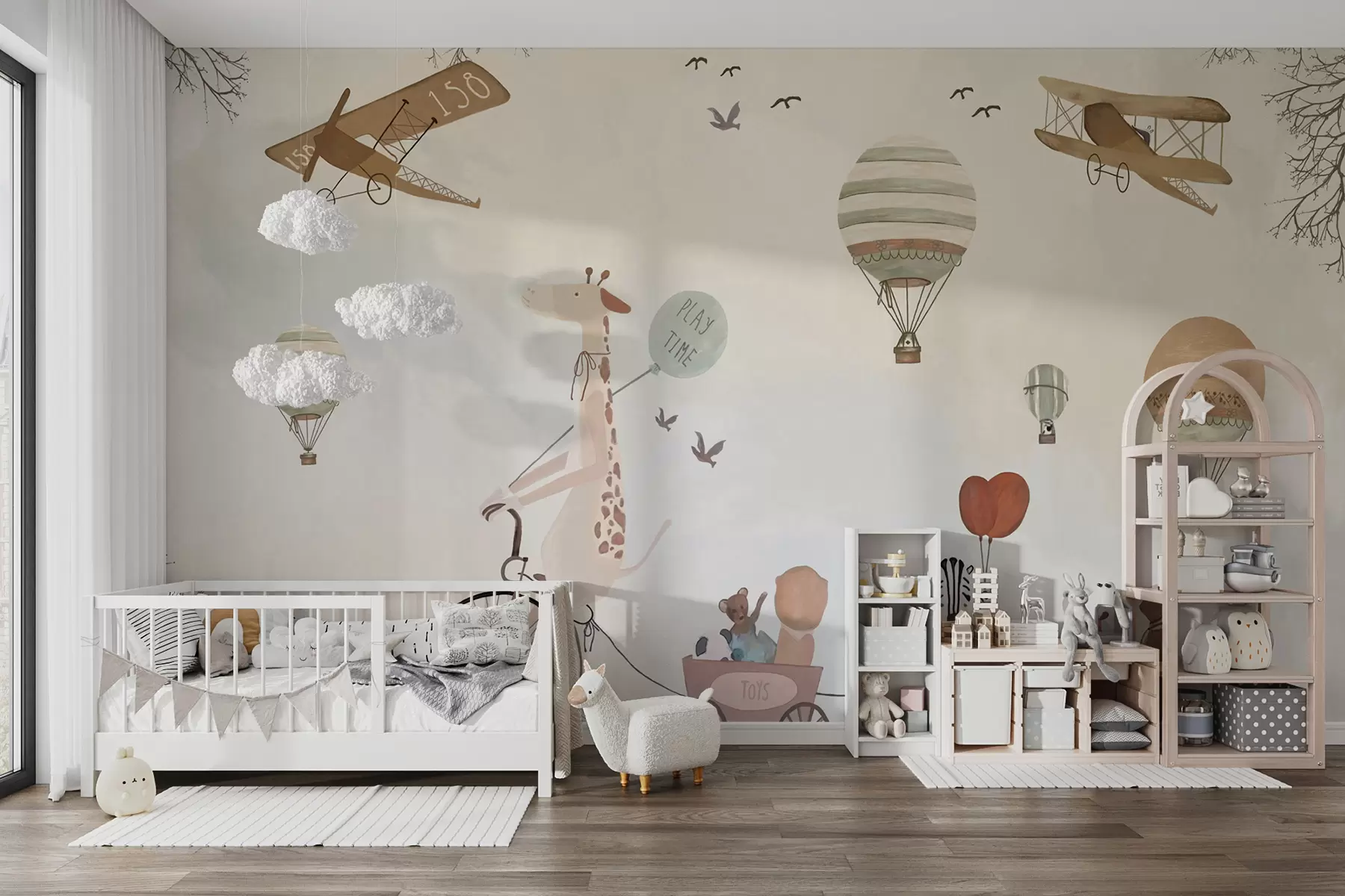 murales de pared Desfile de técnica aérea en estilo acuarela. u08348