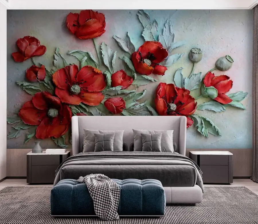murales de pared Amapolas 3d u12788