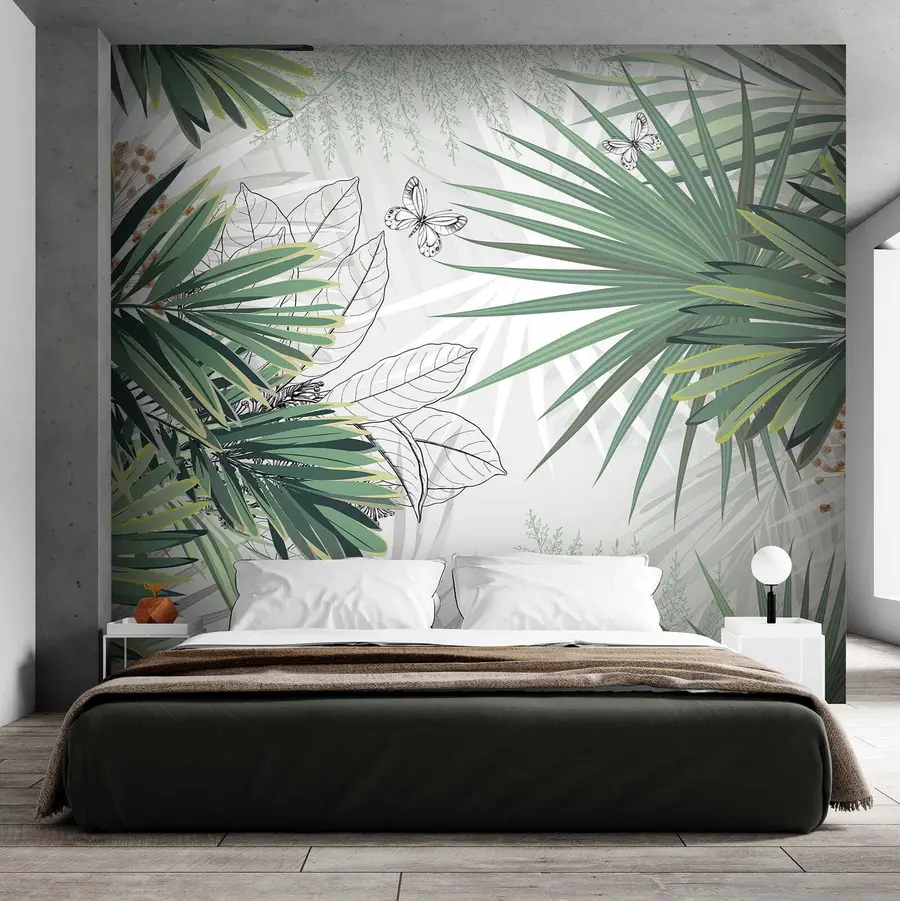 murales de pared Ramas verdes de palmeras u12819