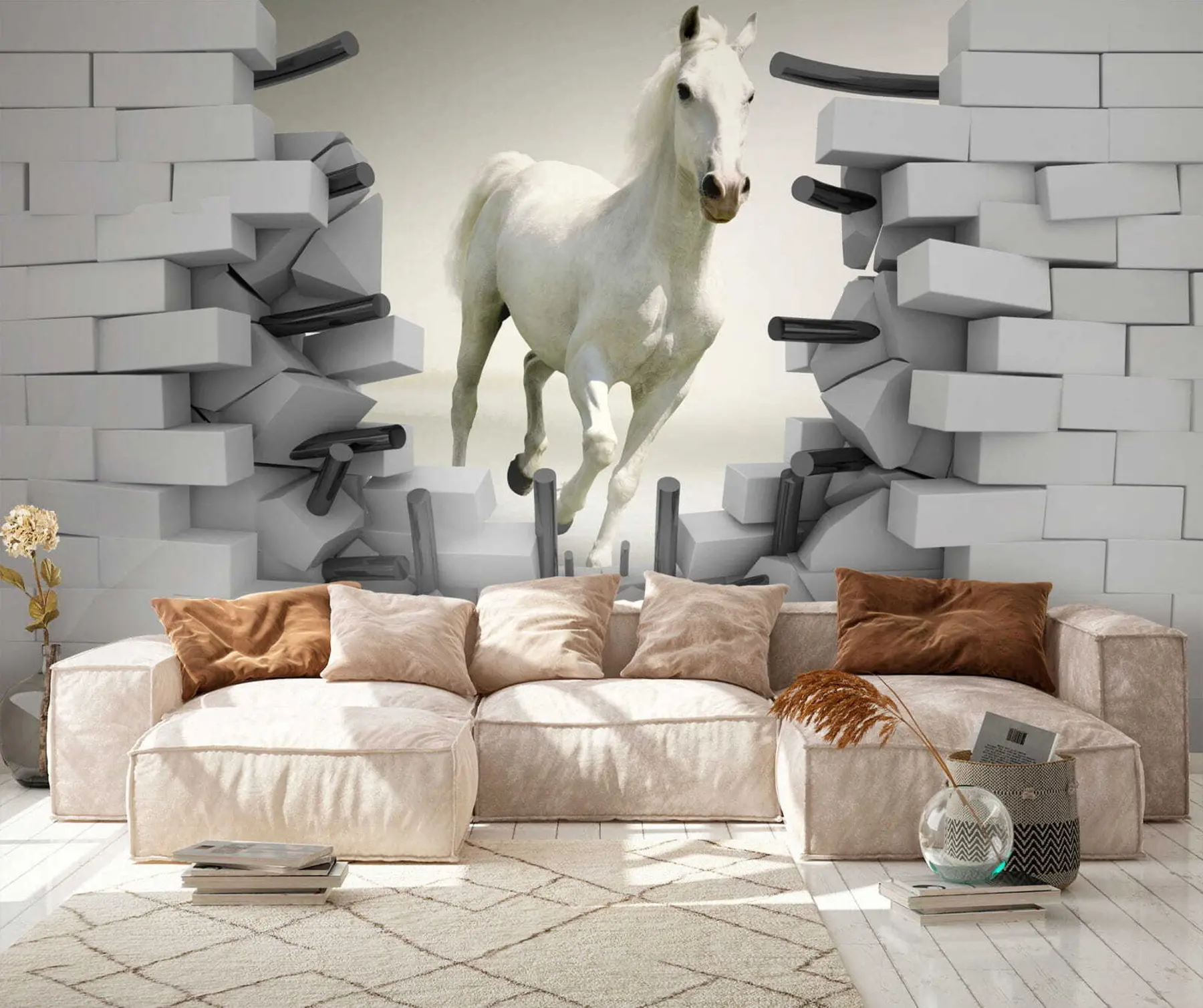 murales de pared Caballo y ladrillos u14352