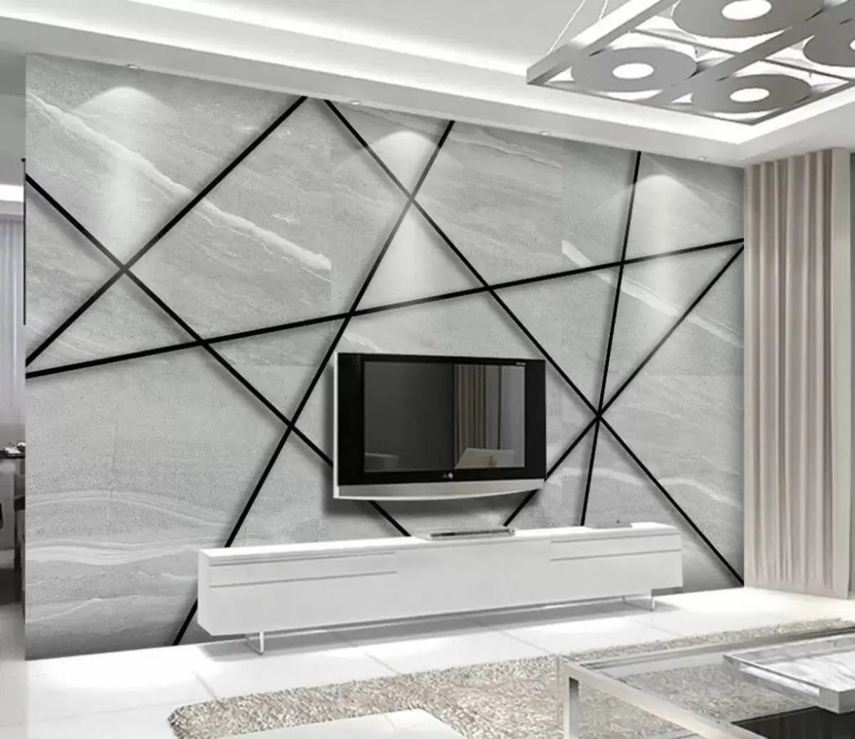 murales de pared Mármol gris y líneas negras. u16341