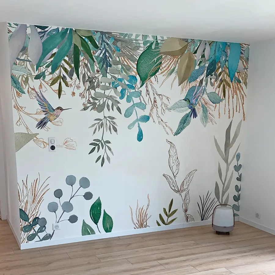 murales de pared Plantas exóticas y colibríes u17579