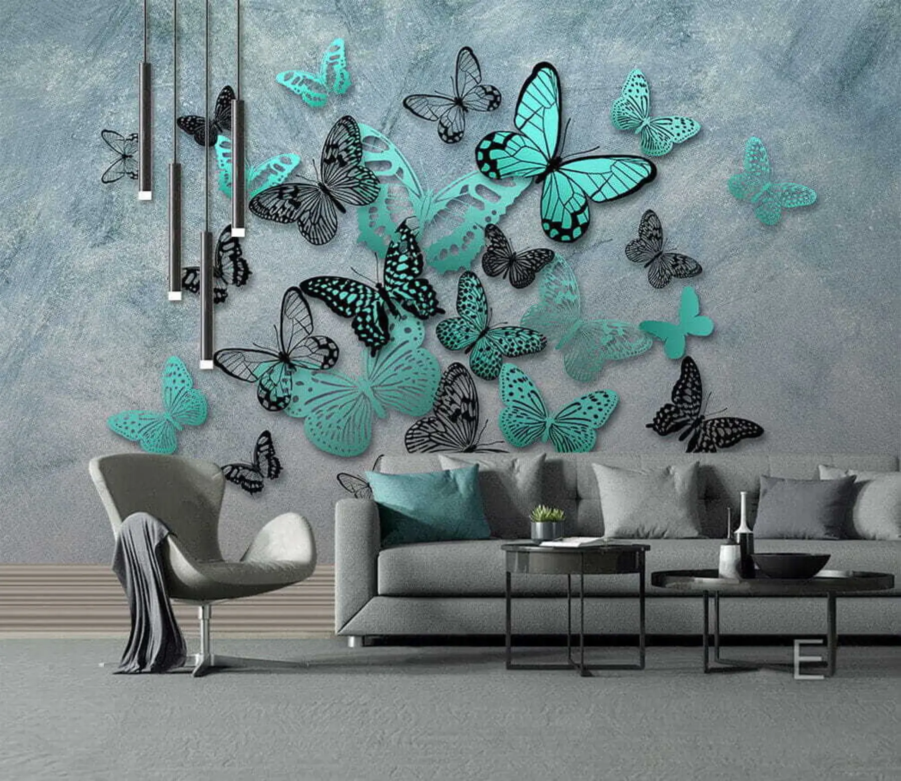 murales de pared Mariposas en la pared u20870