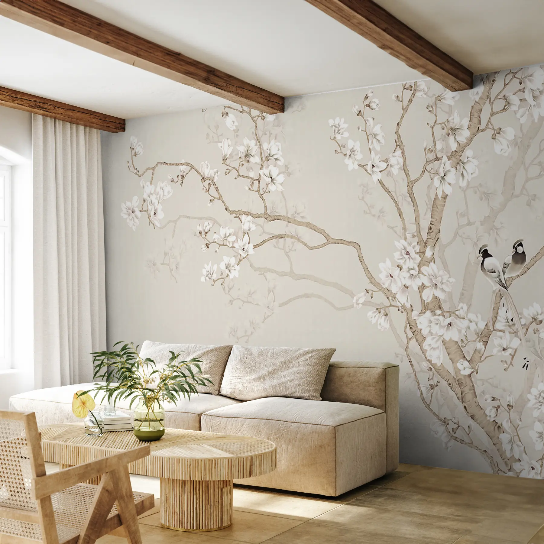 murales de pared Árbol floreciente y pájaros u25842