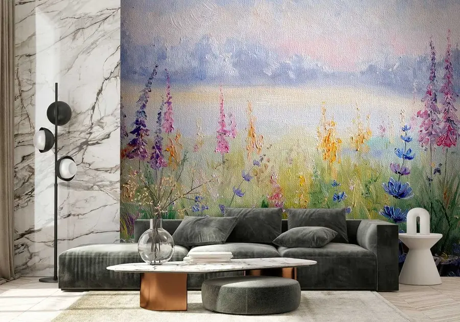 murales de pared Prado de flores, pintura al óleo u30067
