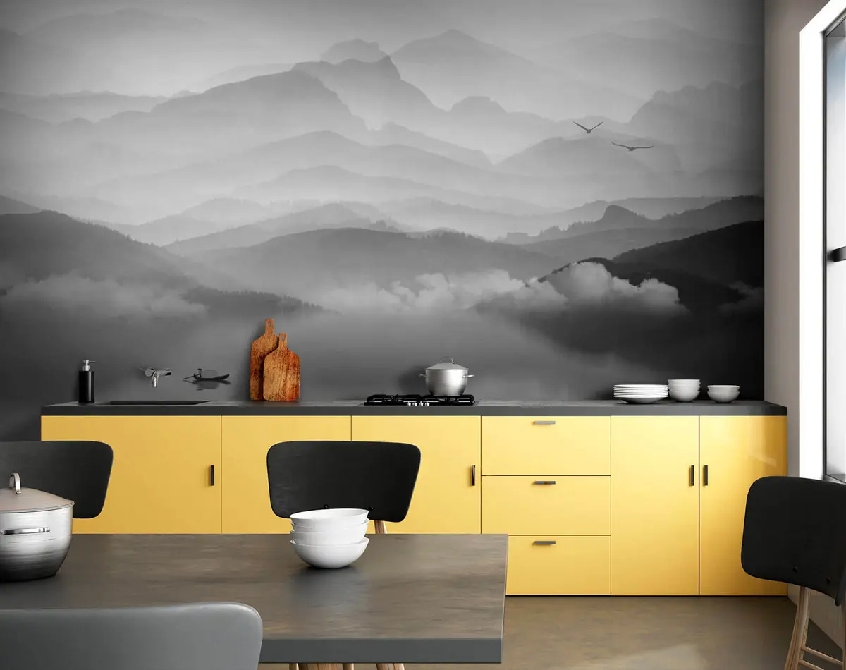 murales de pared Montañas en blanco y negro u30125