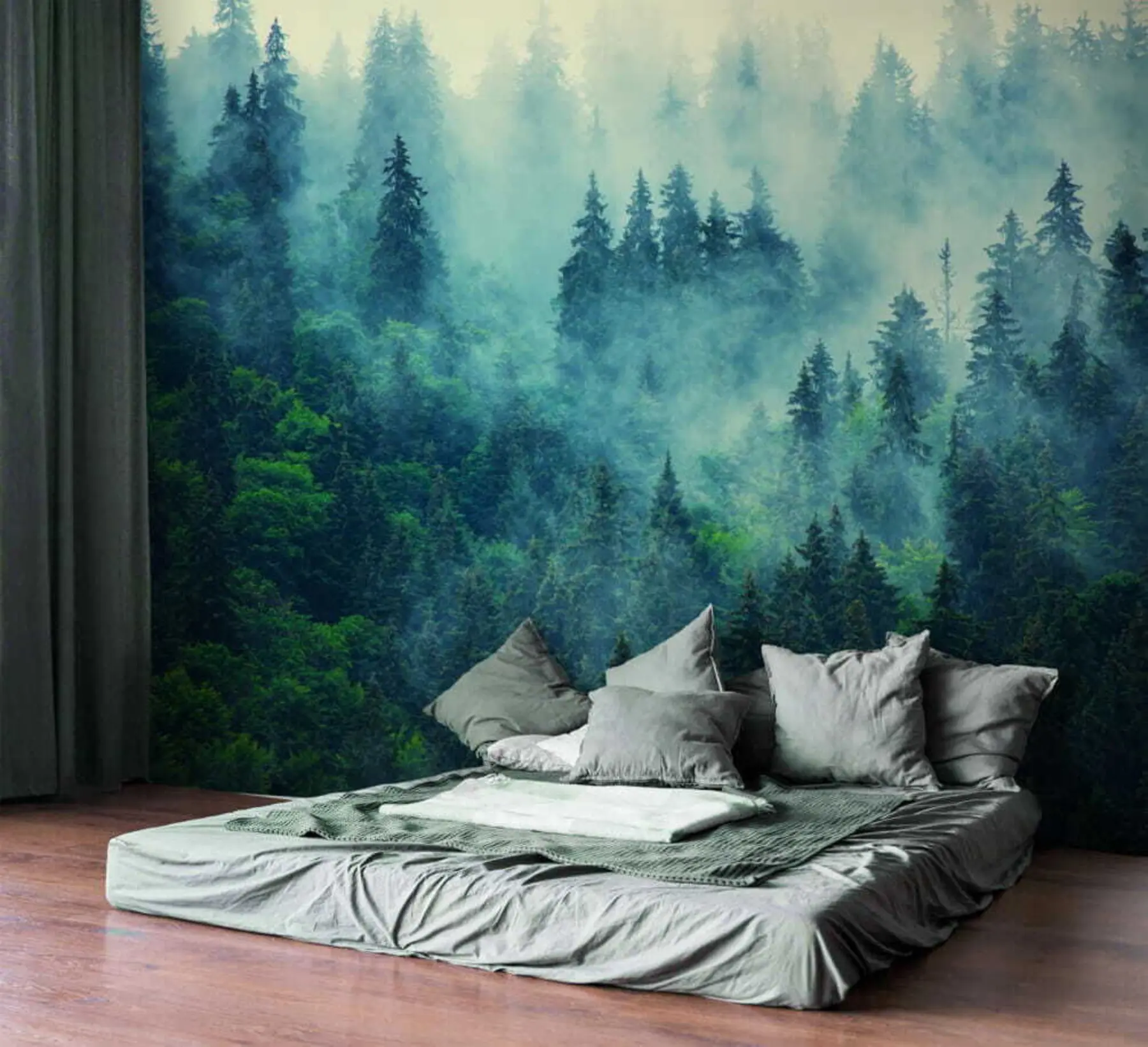 murales de pared Bosque de niebla por la mañana u33150