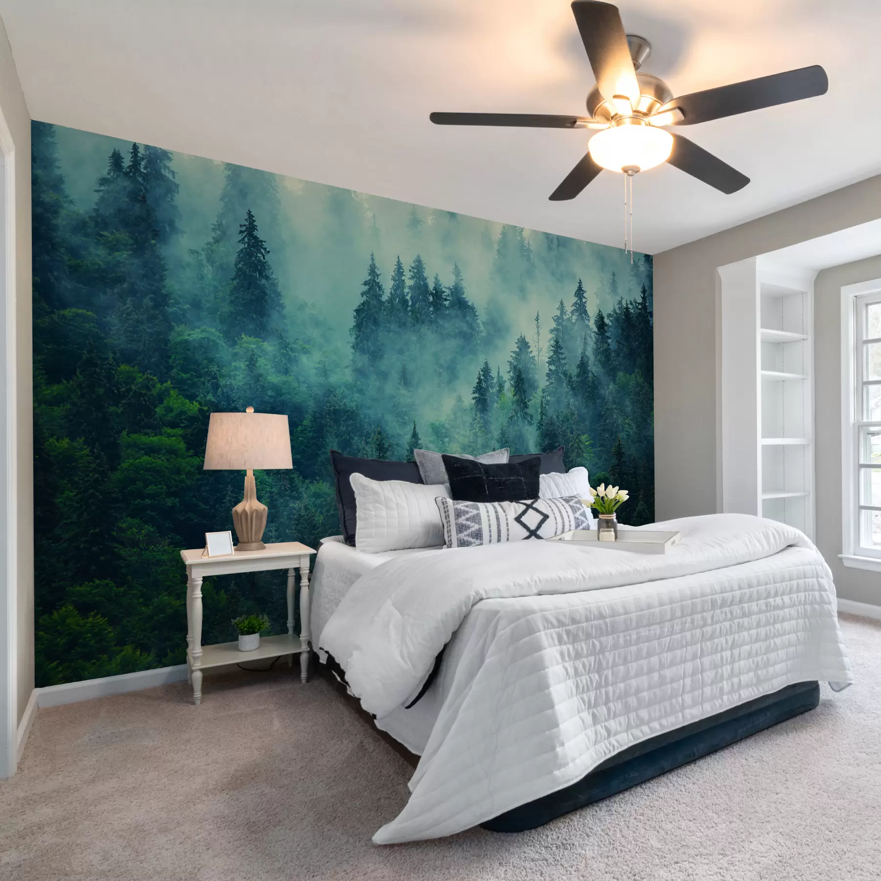 murales de pared Bosque en turquesa profundo u33150