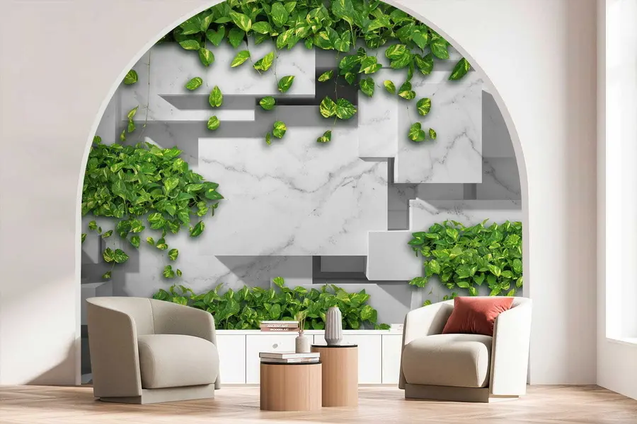 murales de pared Paneles 3d y plantas u34395