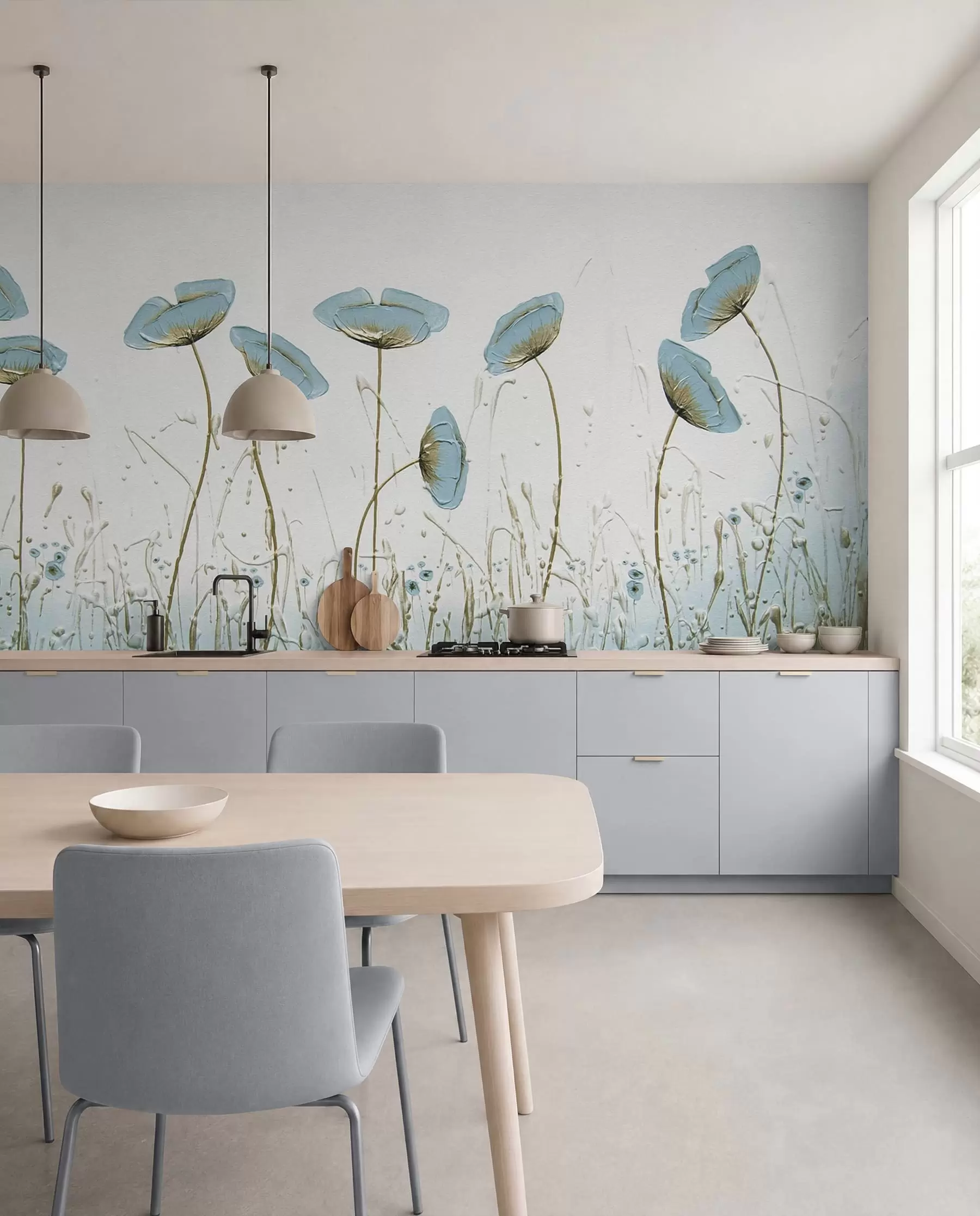 murales de pared Amapolas. Pinturas de aceite u34867