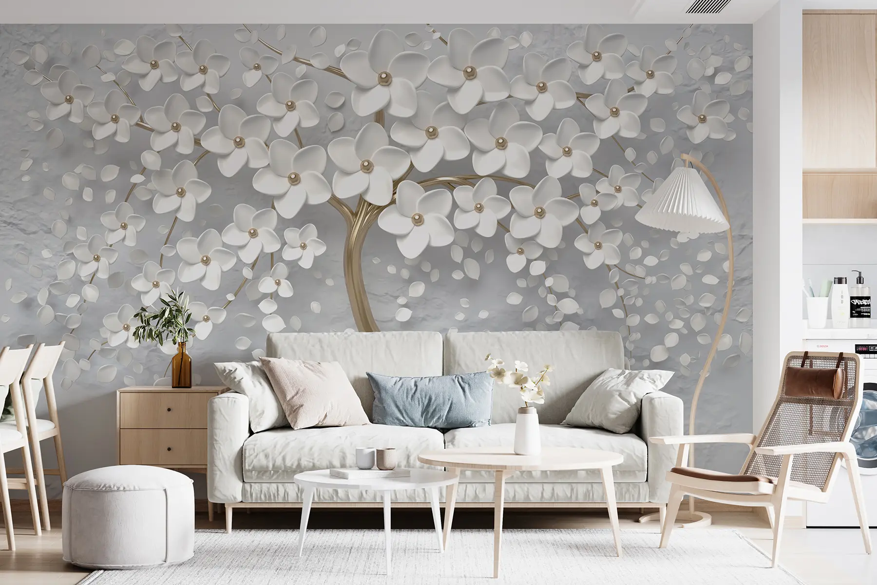 murales de pared Árbol con grandes flores u37065