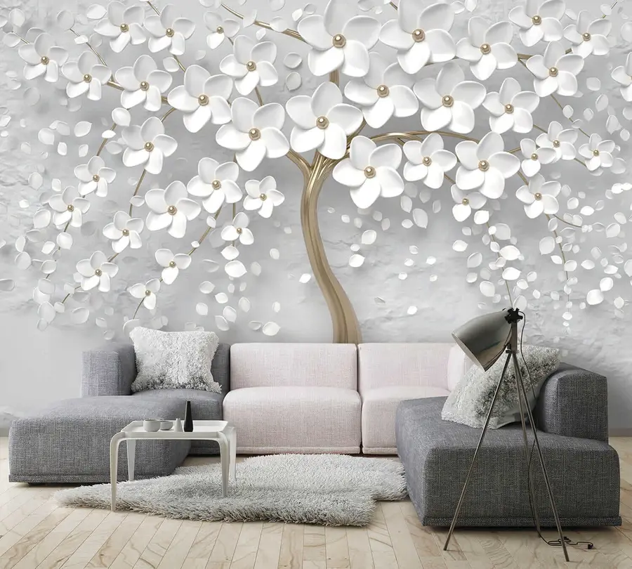murales de pared Árbol con grandes flores u37065