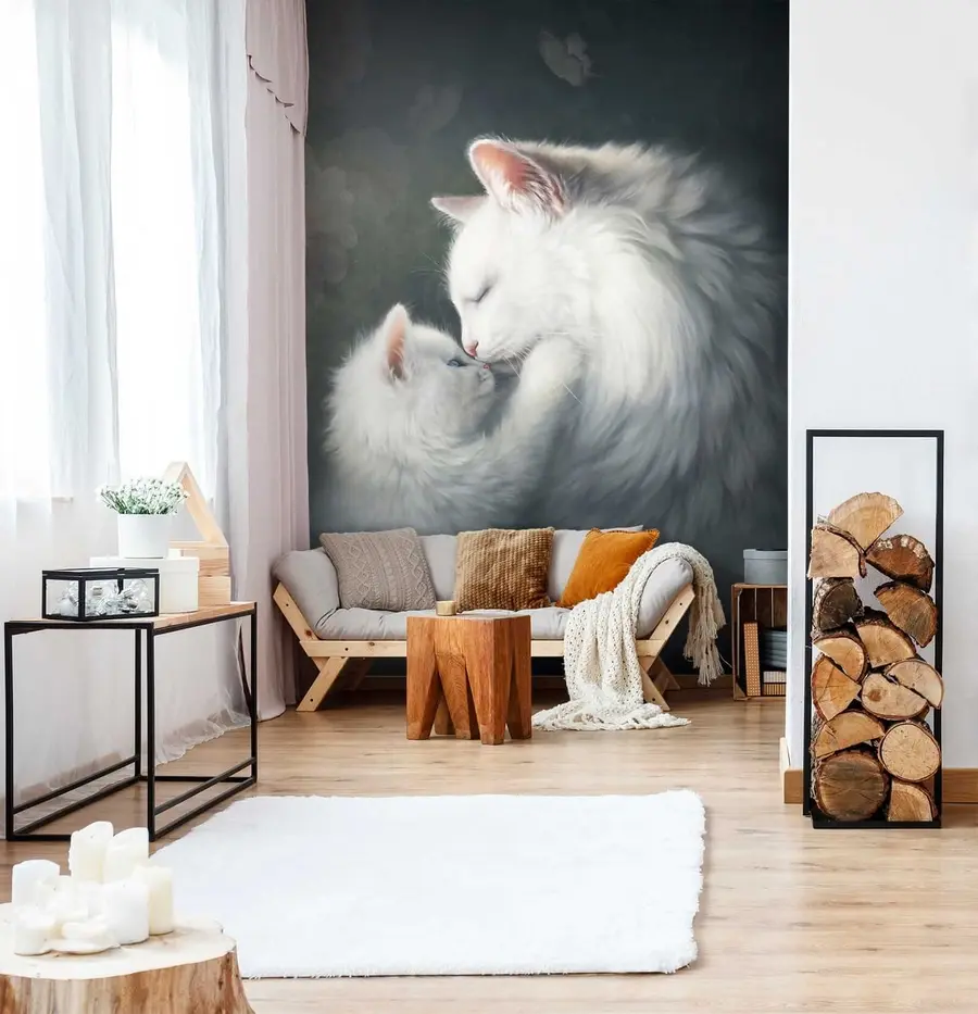 murales de pared Mamá gata y su gatito u38551