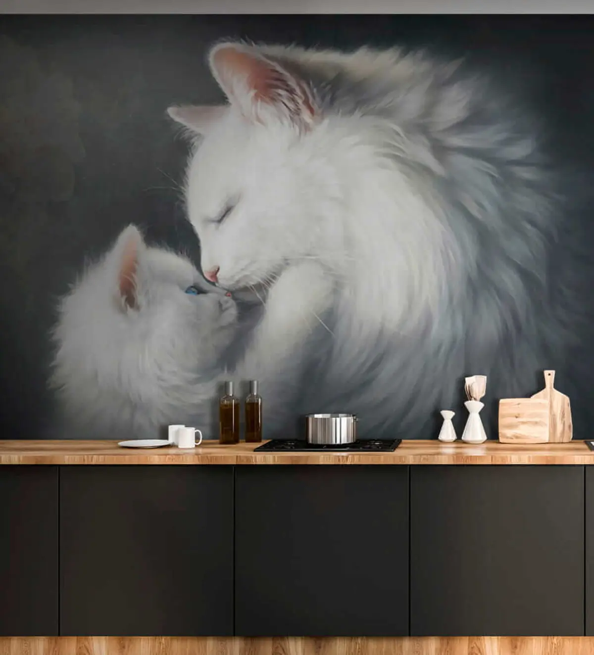 murales de pared Mamá gata y su gatito u38551