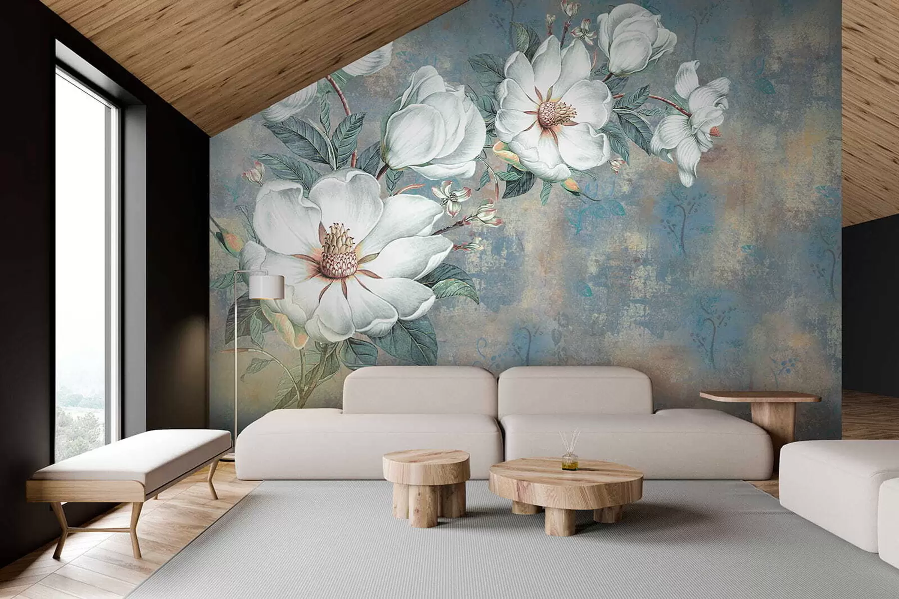 murales de pared Magnolias en la pared del grunge u38839