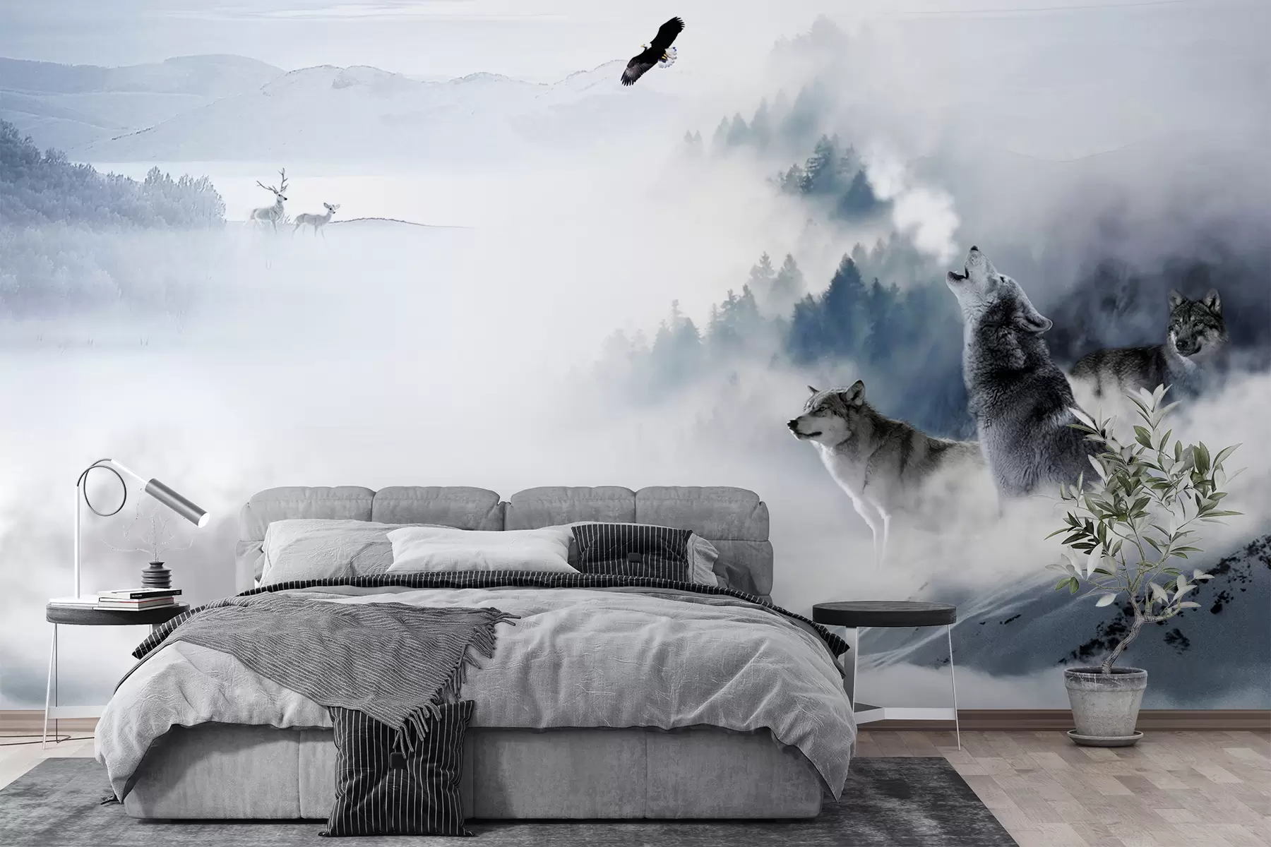 murales de pared Lobos en el bosque u42161