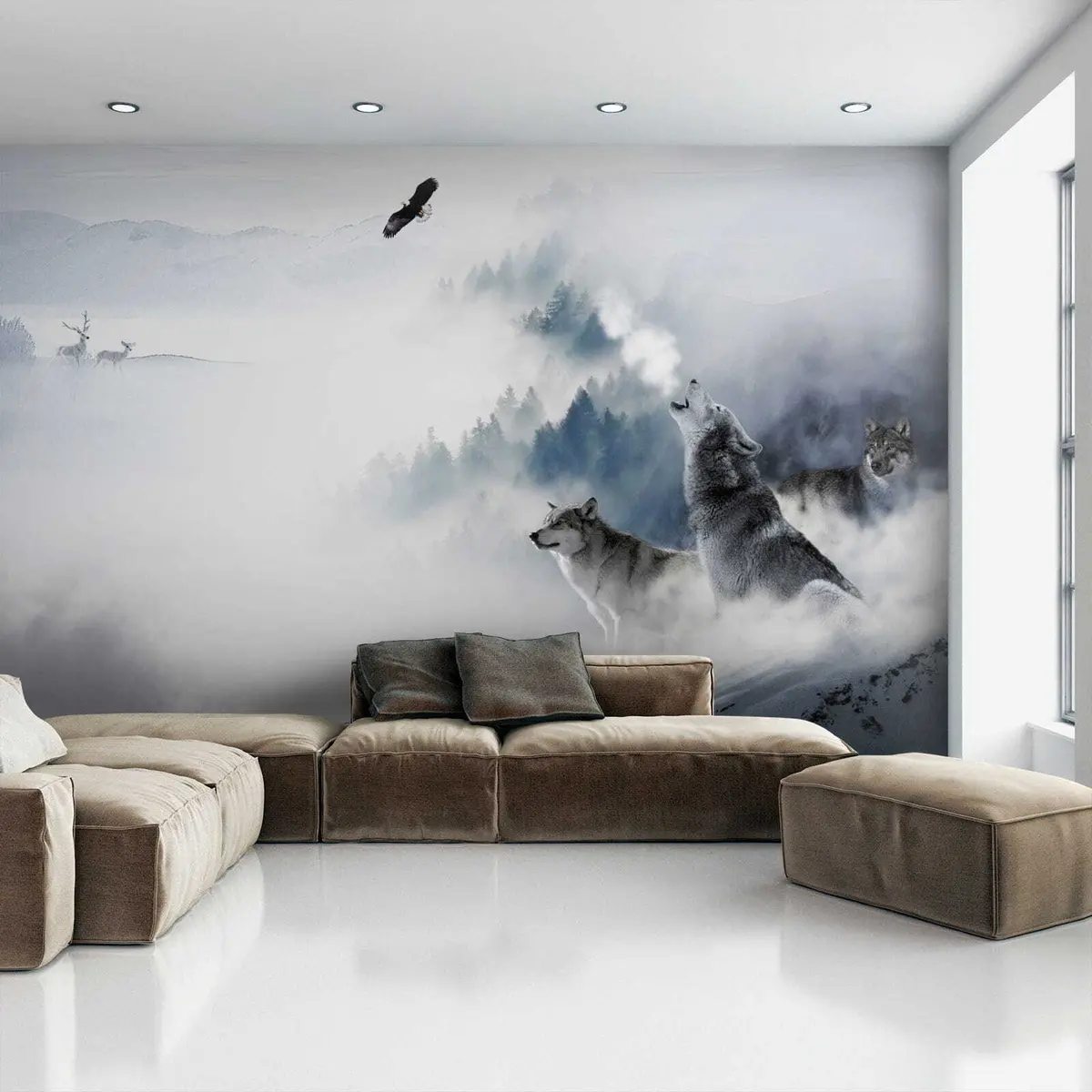 murales de pared Lobos en el bosque u42161