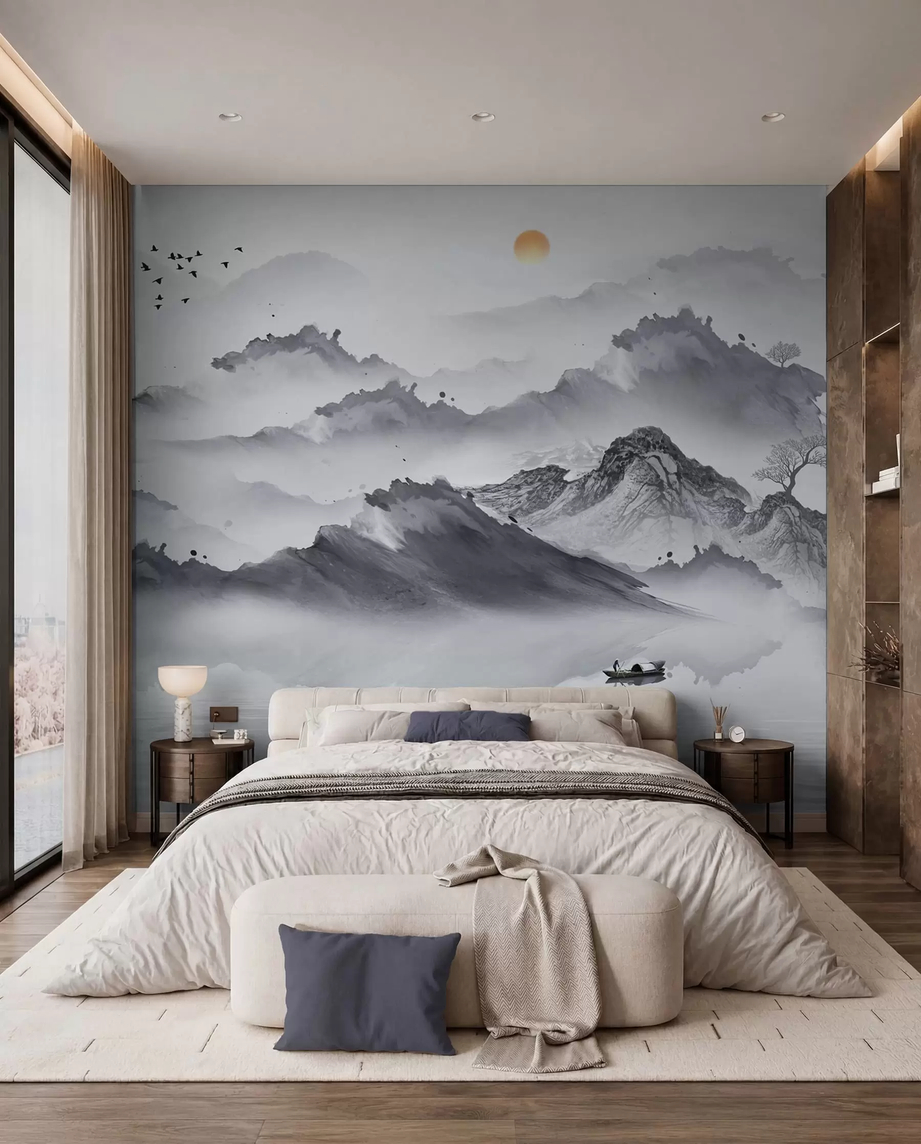 murales de pared Bandada sobre las montañas u44010