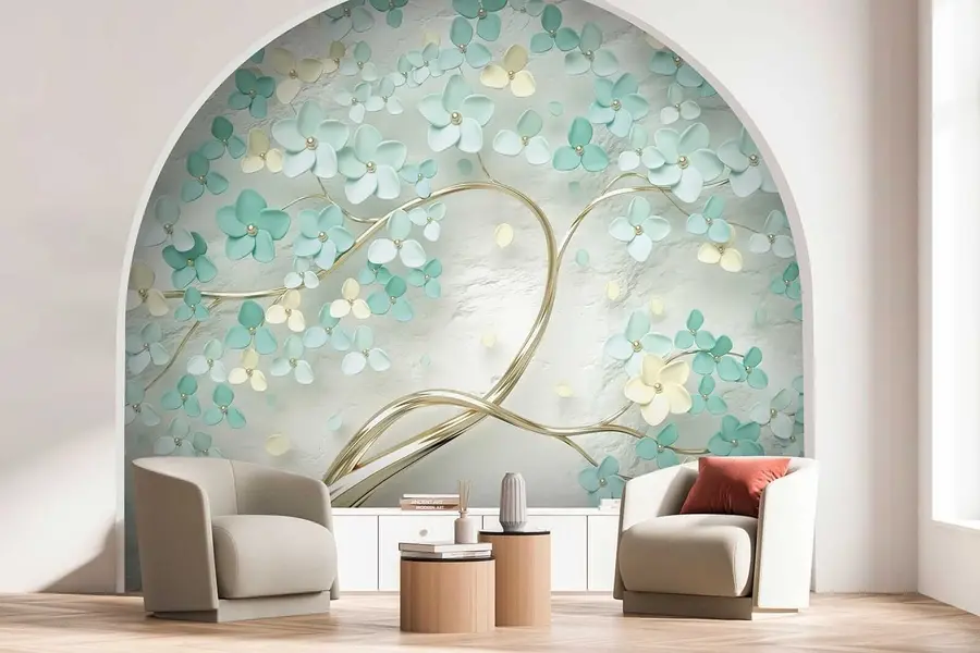 murales de pared Árbol con flores azules u52550