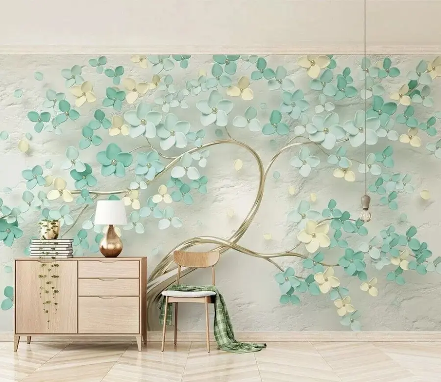 murales de pared Árbol con flores azules u52550