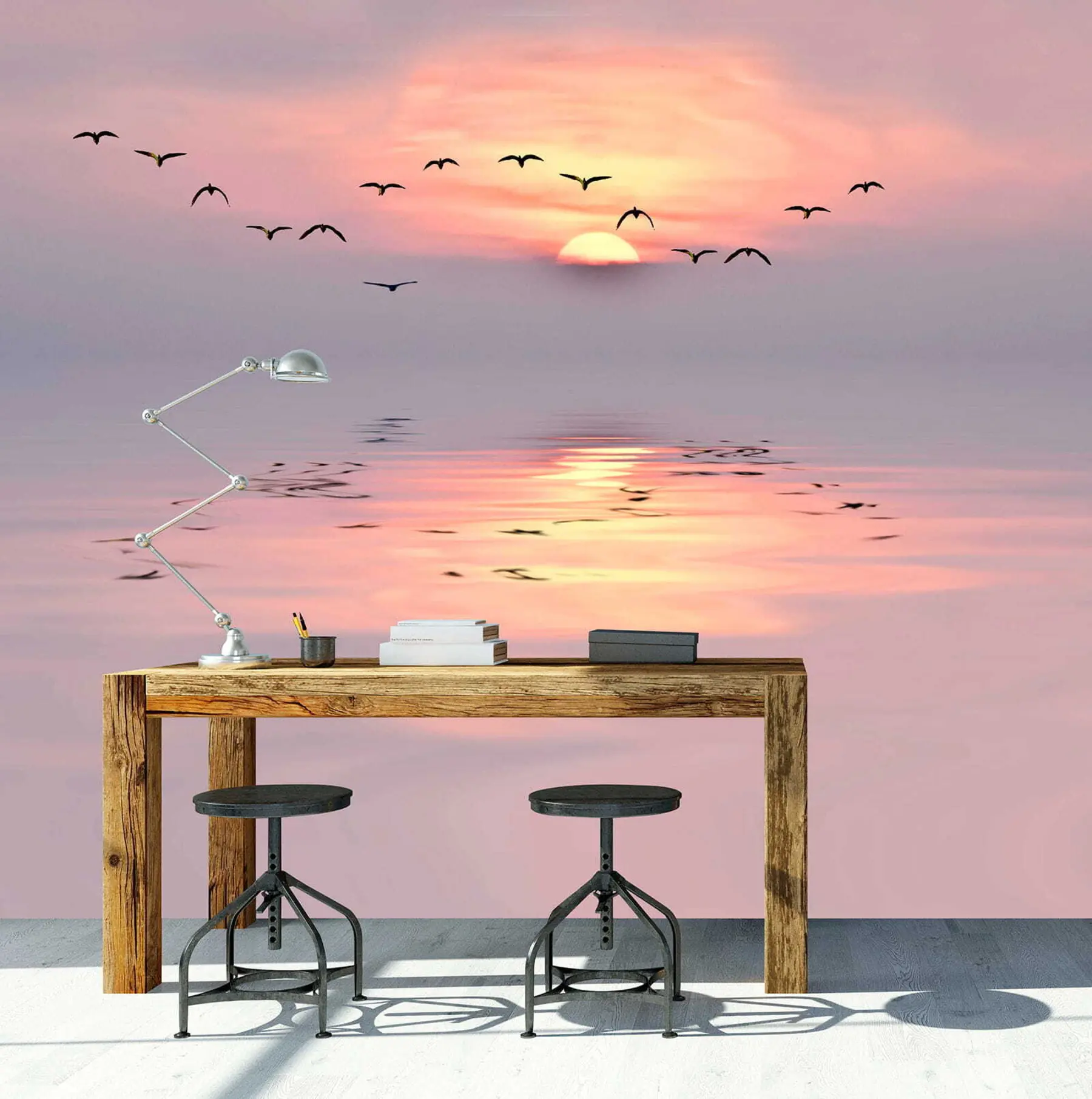 murales de pared Gaviotas al atardecer u53413