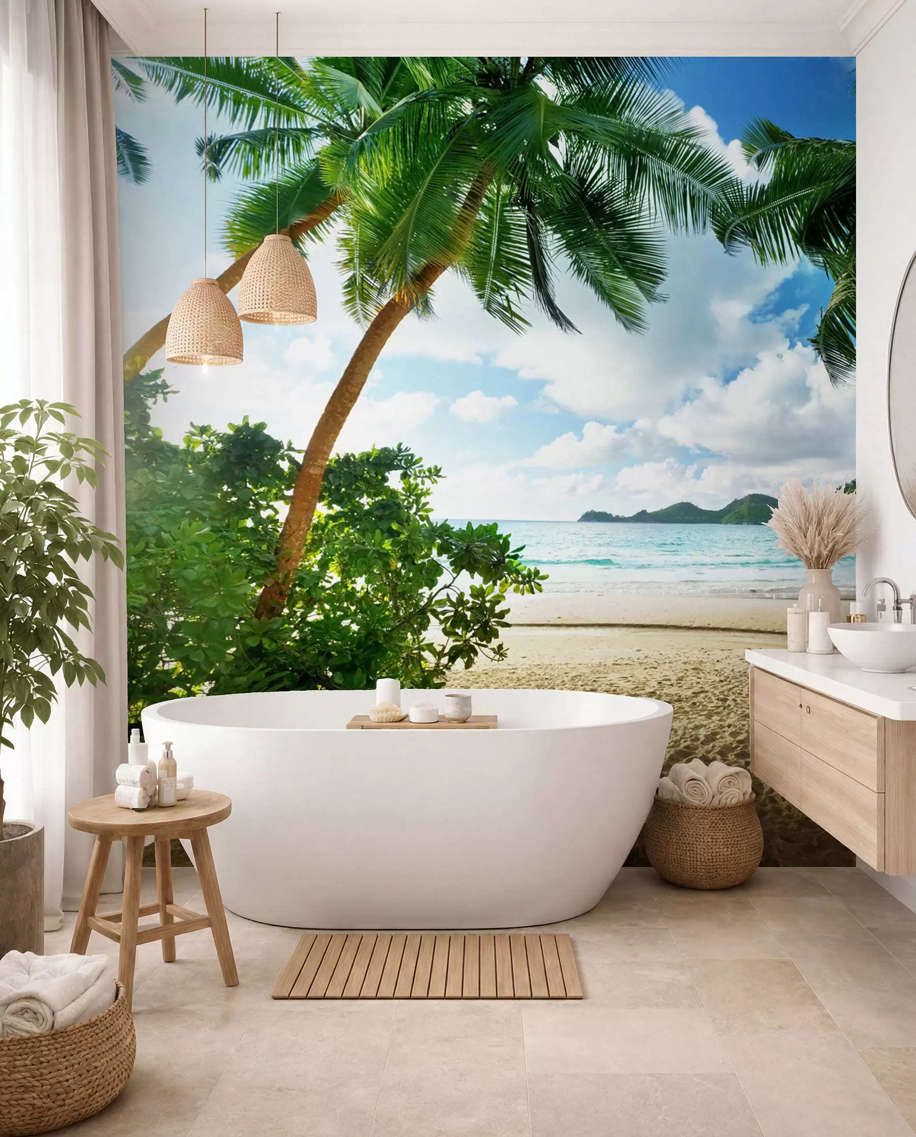 murales de pared Palmera junto a la laguna u53753