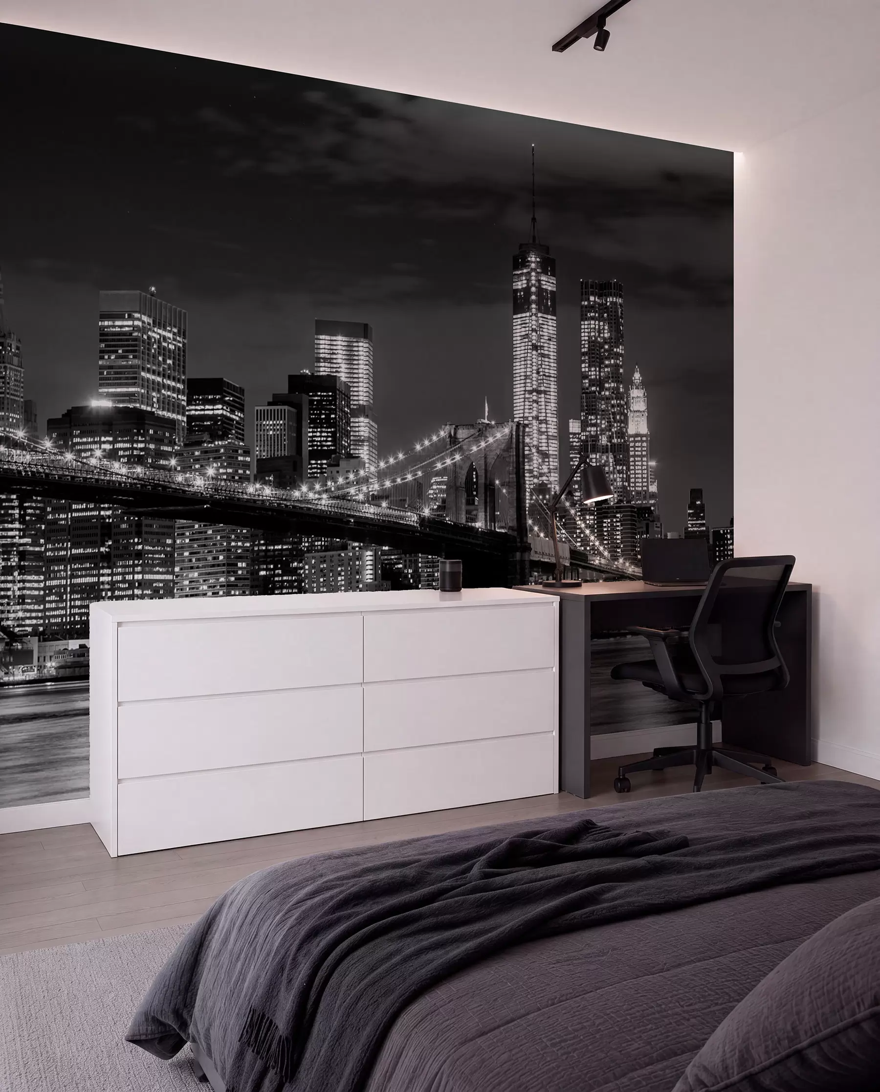 murales de pared Brooklyn en monocromo u56428