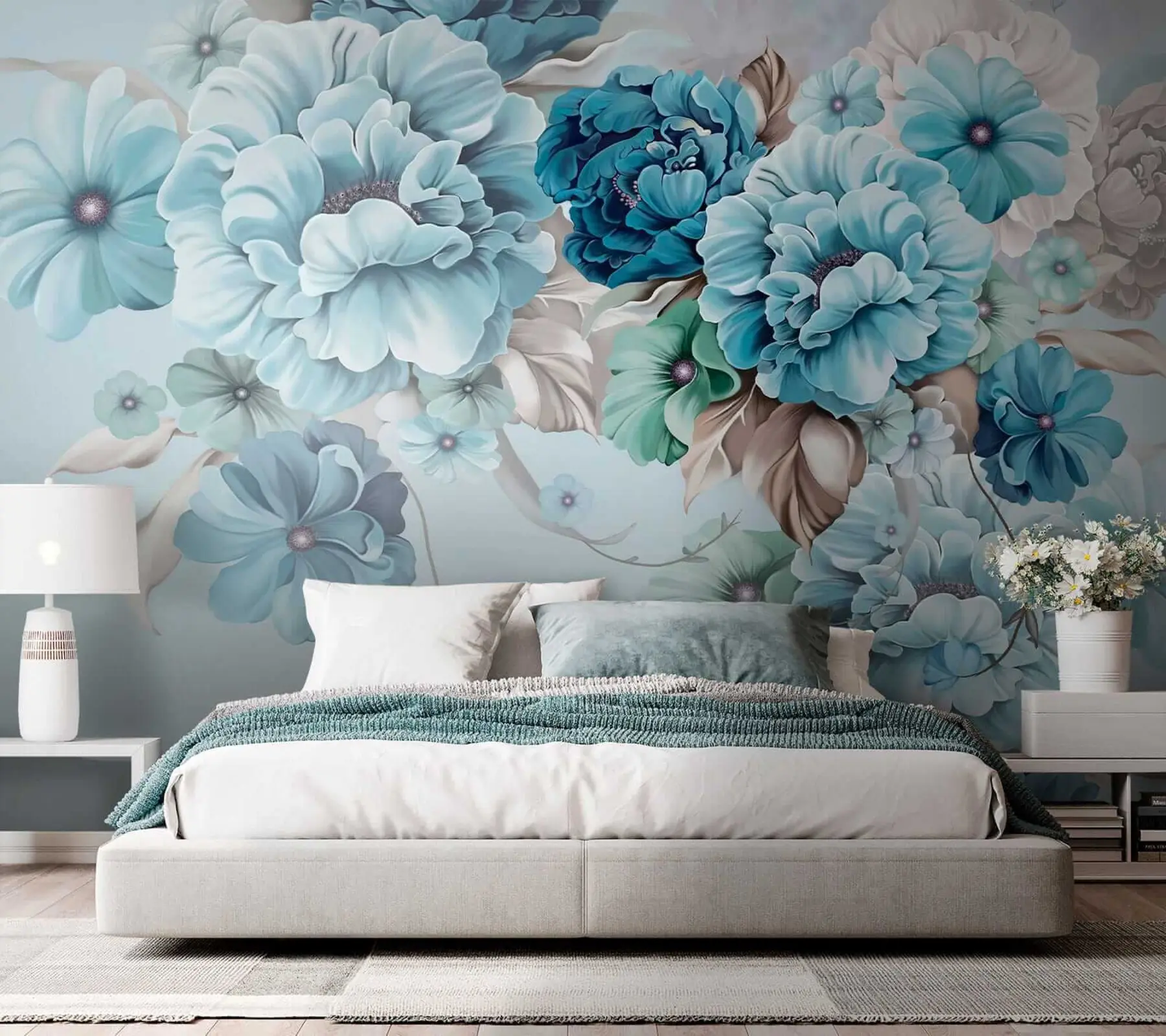 murales de pared Delicadas flores azules u59900