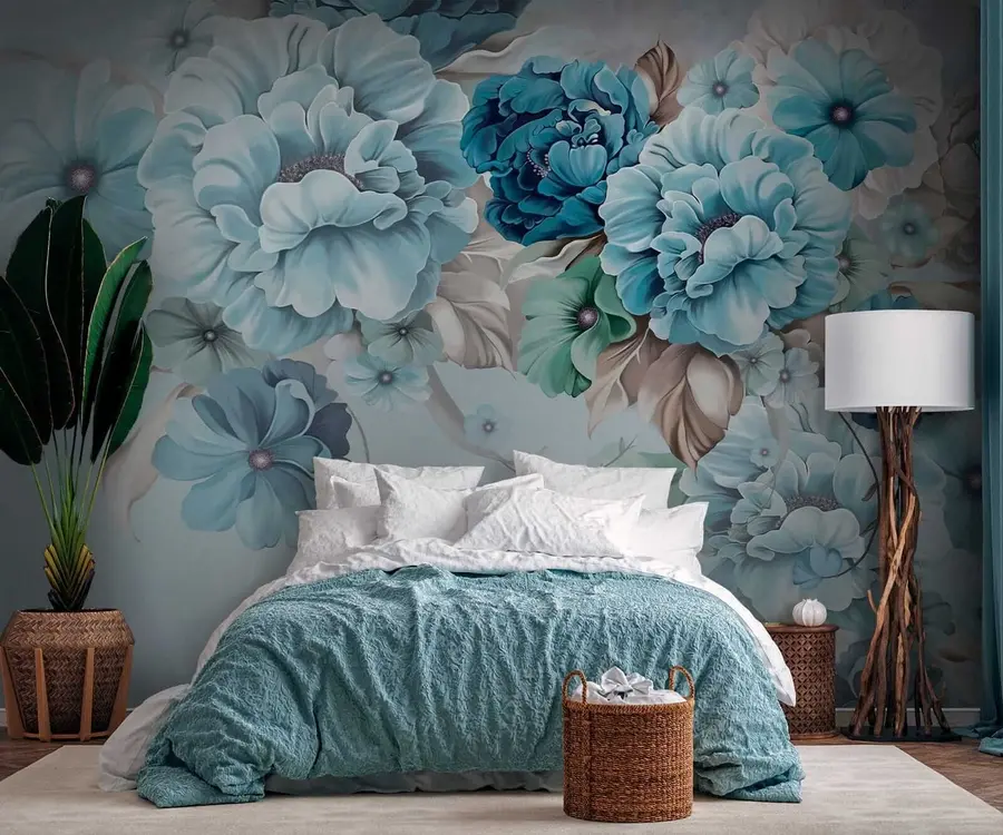 murales de pared Delicadas flores azules u59900