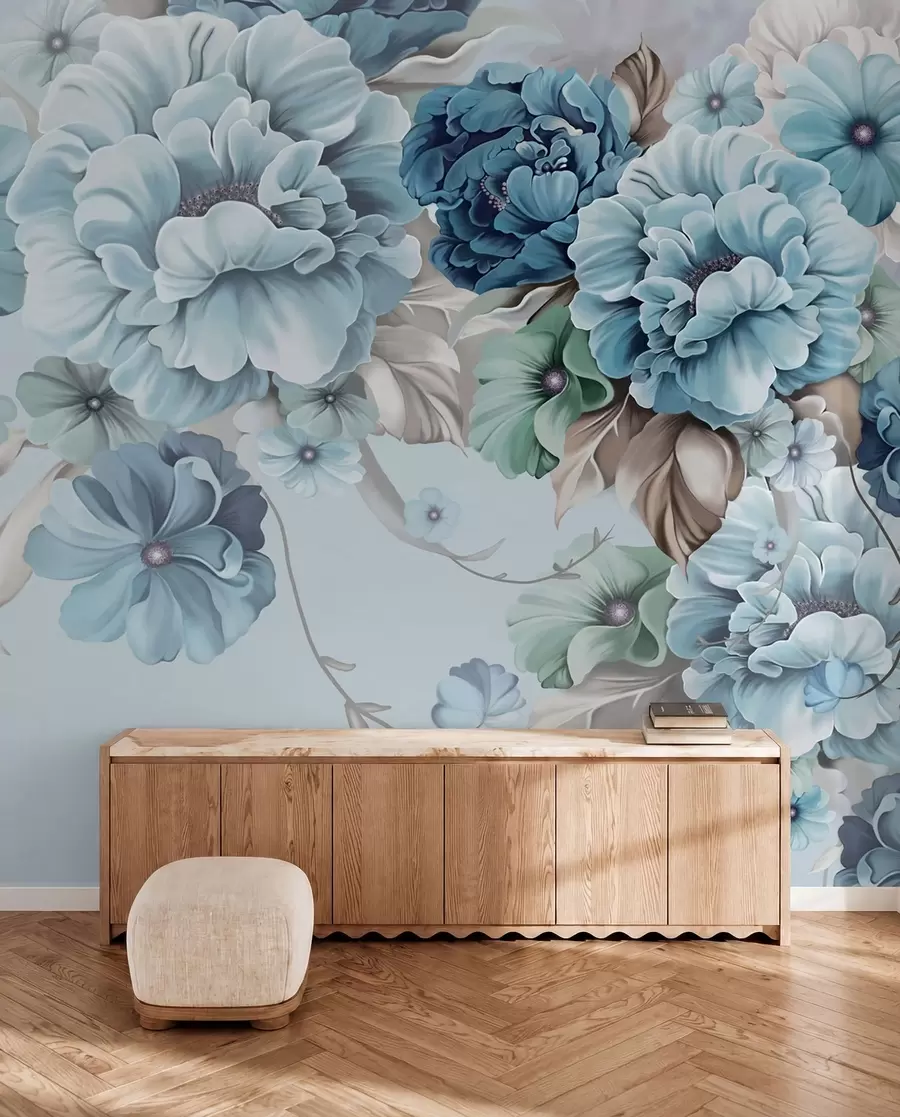 murales de pared Delicadas flores azules u59900