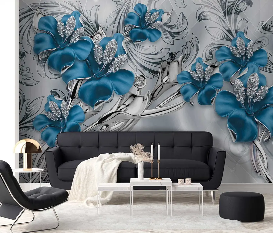 murales de pared Flores azules u60405