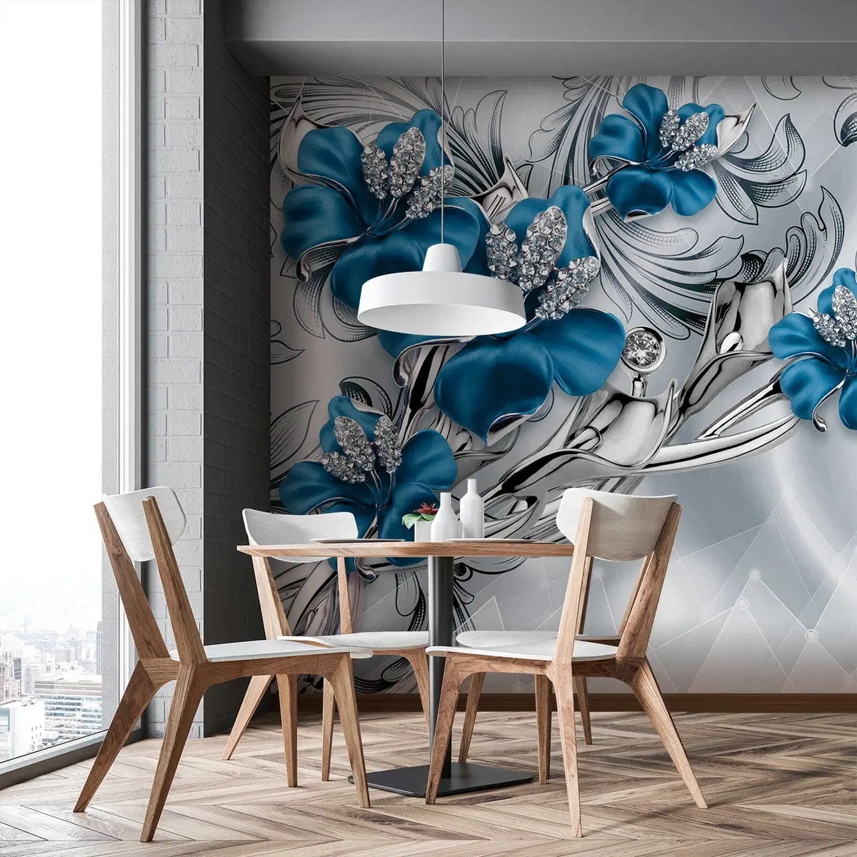 murales de pared Flores azules u60405