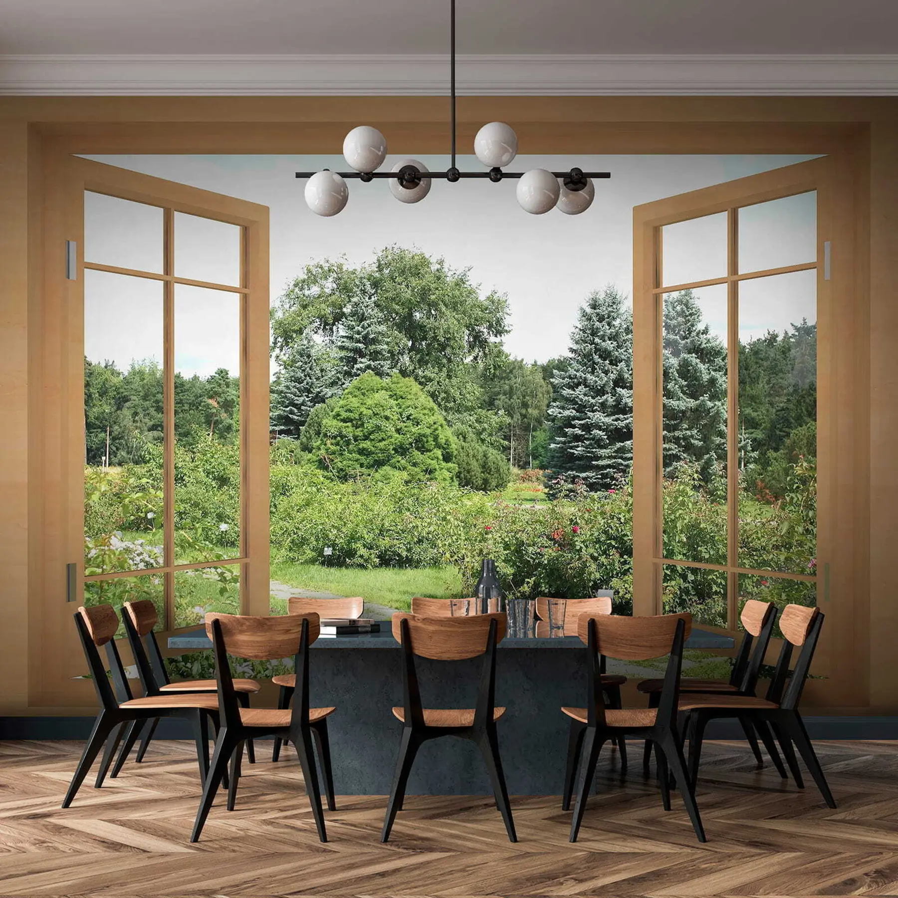 murales de pared Vista desde la ventana al bosque u60673