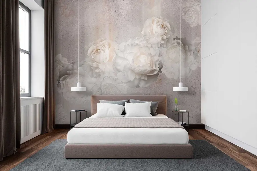 murales de pared Flores vintage sobre un fondo gris u61610
