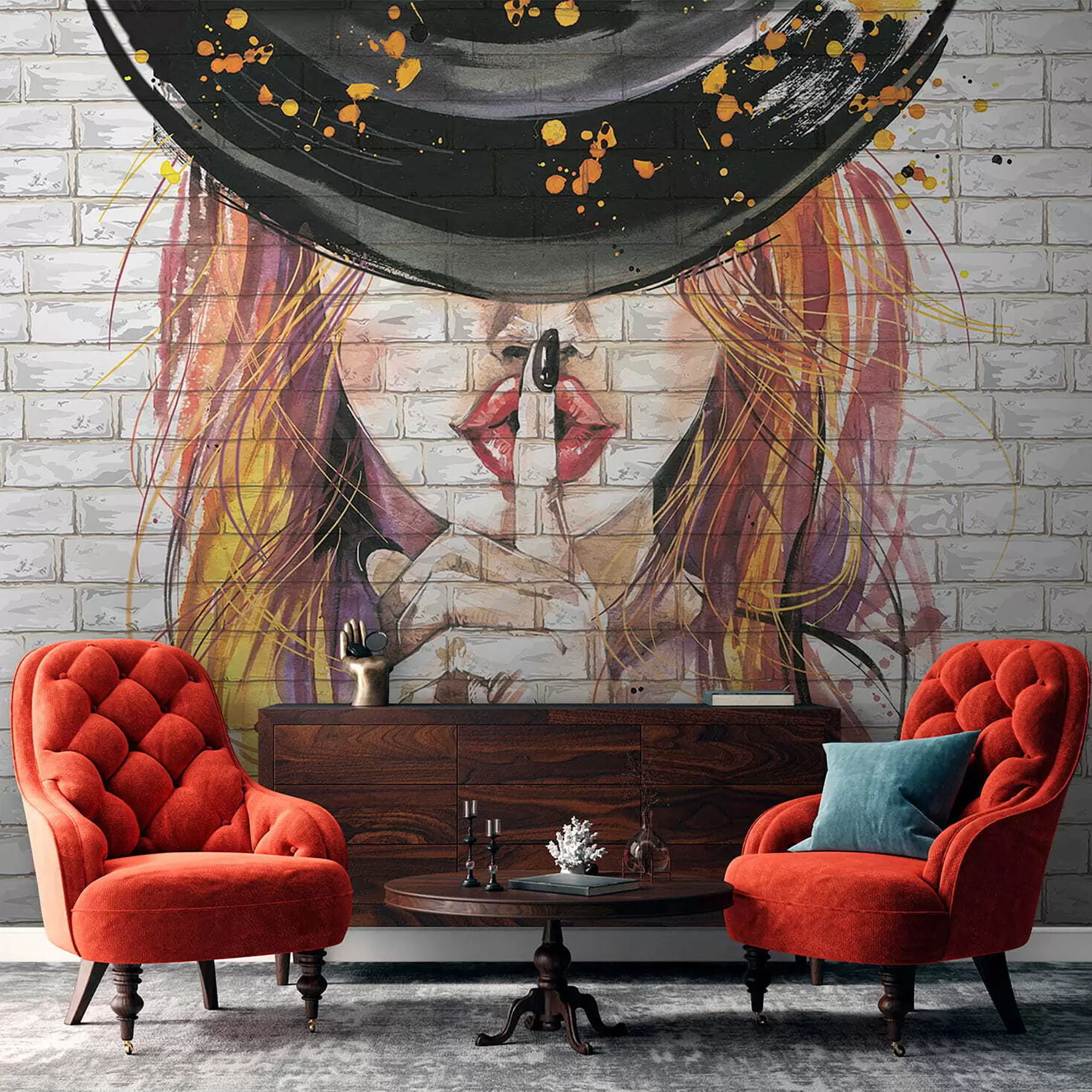 murales de pared Chica con acuarelas u67648