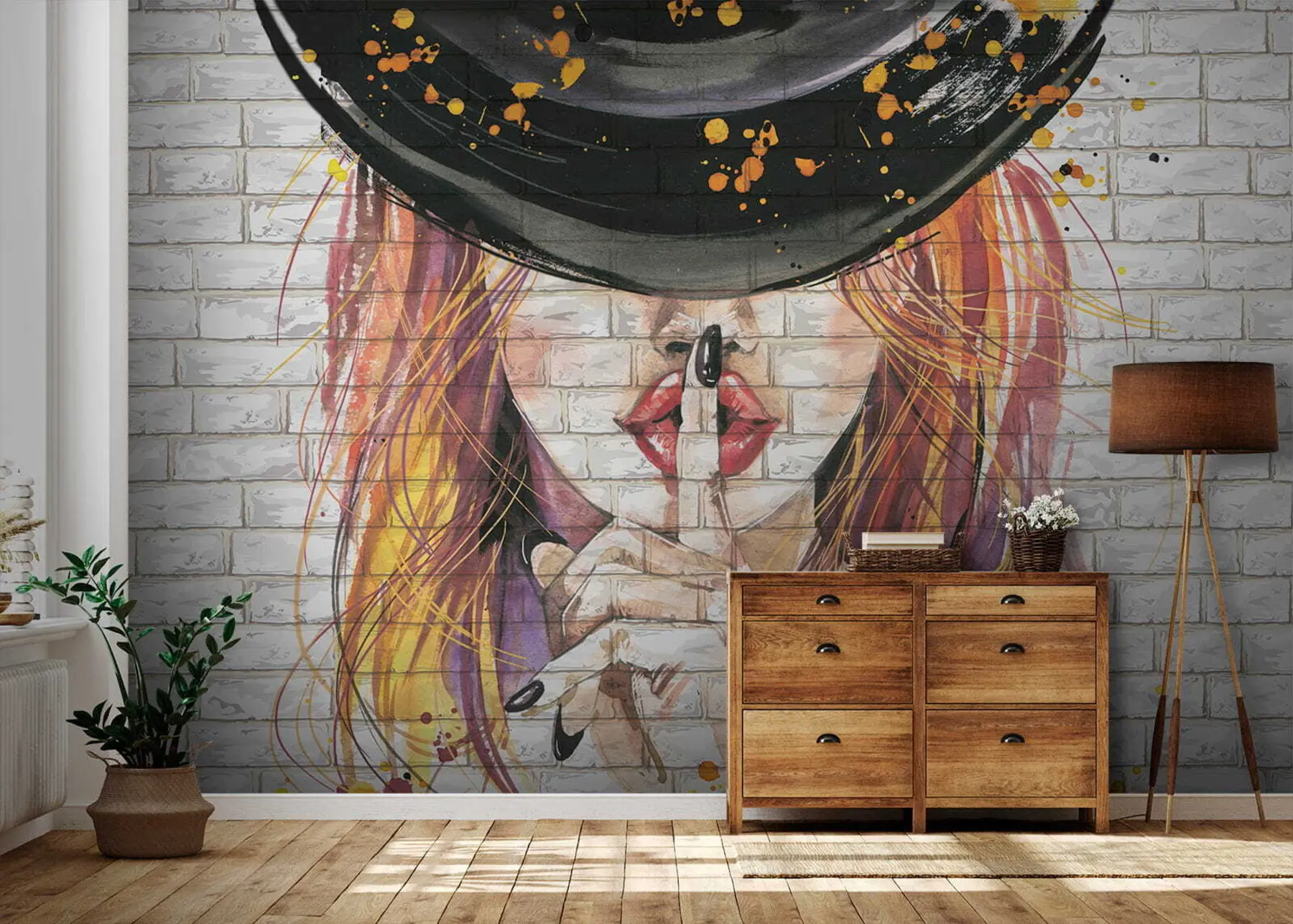 murales de pared Chica con acuarelas u67648