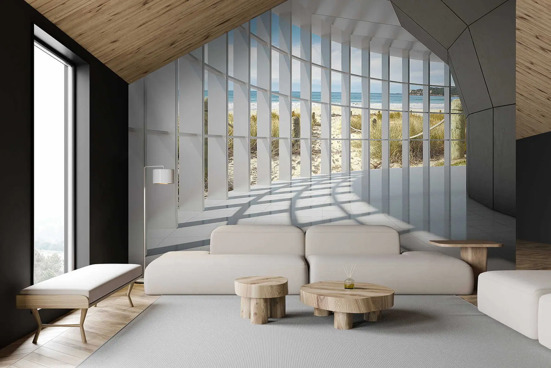 murales de pared Corredor 3D con vista al mar u70513