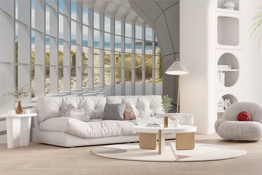 murales de pared Corredor 3D con vista al mar u70513