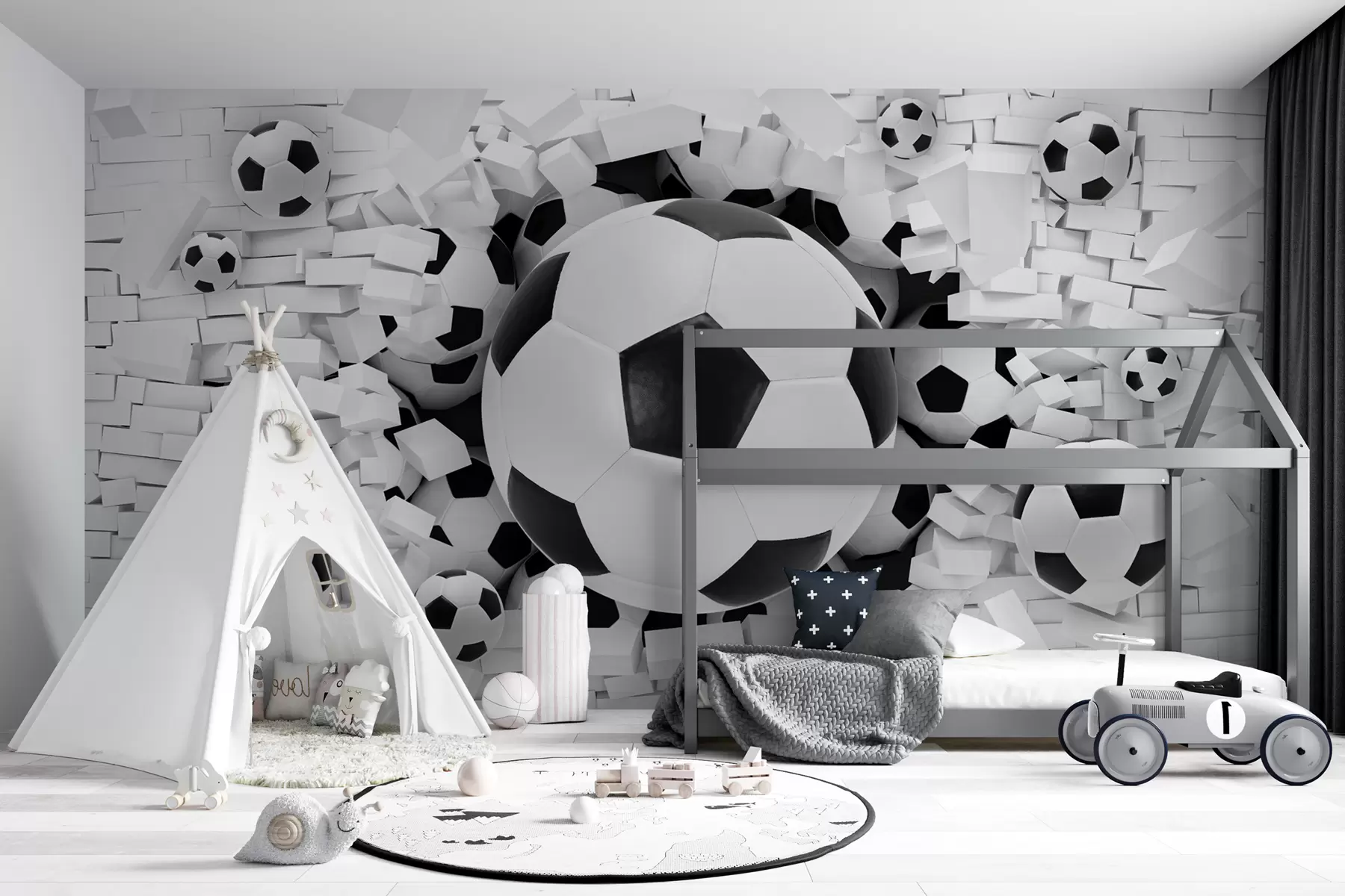 murales de pared Balón de fútbol rompe la pared u70633