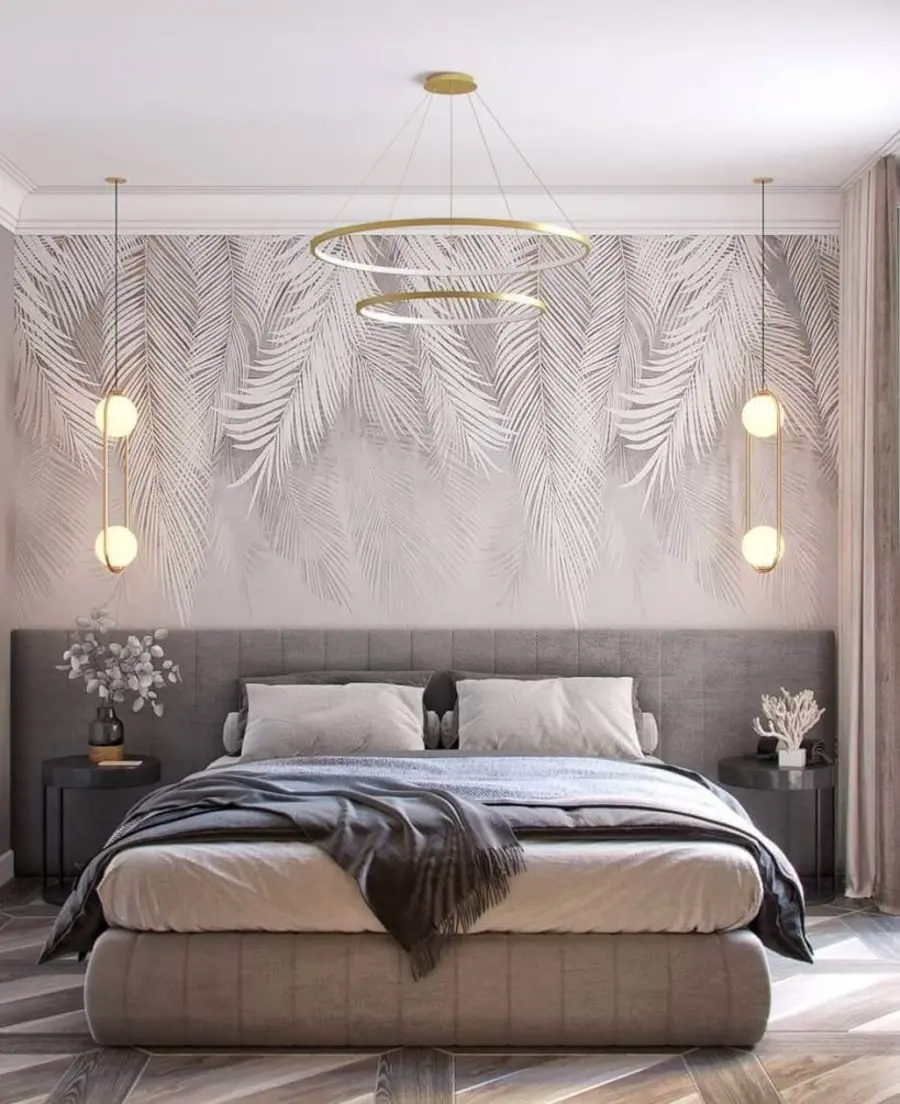 murales de pared Hojas de palma gris u48556